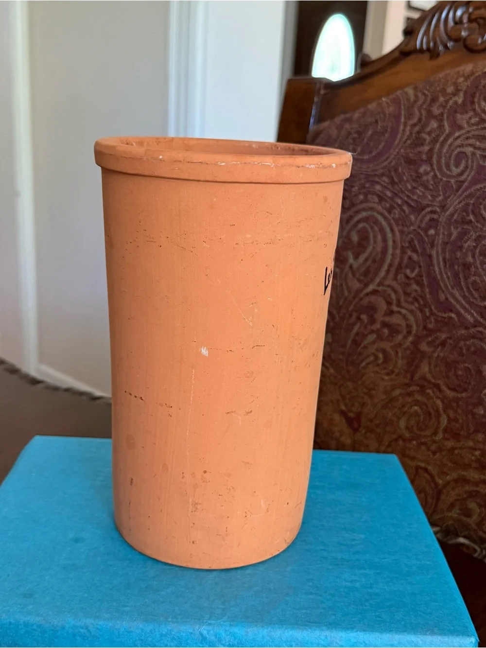 Vintage French Vallauris Terracotta Wine Barrel with Grapes and Leaves Design
